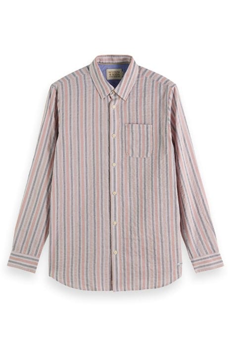 LIGHTWEIGHT DOBBY STRIPE SHIRT PINK GREY STRIPE 1