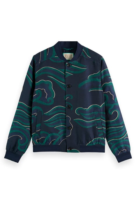 LIGHTWEIGHT JACQUARD BOMBER JACKET WAVE BLUE 1
