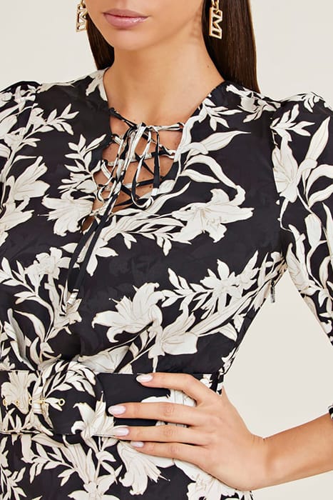 MARCIANO BY GUESS SUNBURST FLARE DRESS BLACK PRINT 4