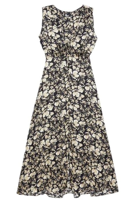 LONG SLEEVELESS DRESS BLACK BROWN 1