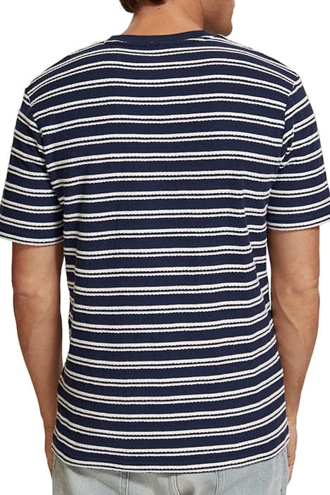 STRUCTURED STRIPE POCKET T-SHIRT NAVY BLUE/ WHITE 2