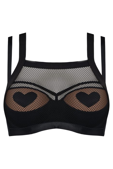 HEARTBREAKER BLACK MESH AND SAND BALCONY BRA 2