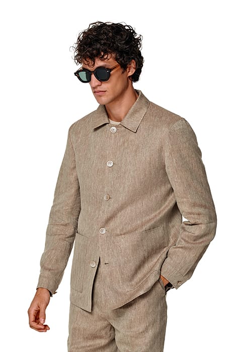 HERRINGBONE RELAXED FIT SHIRT-JACKET TAUPE 5