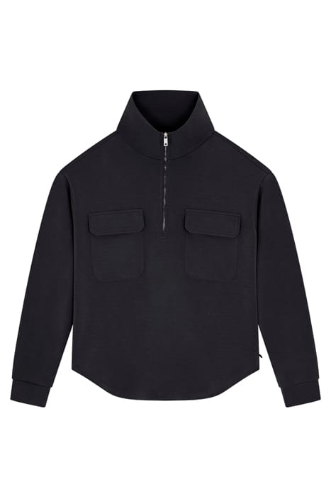 PATCH PKT ZIP FRONT MOCK NECK BLACK 2