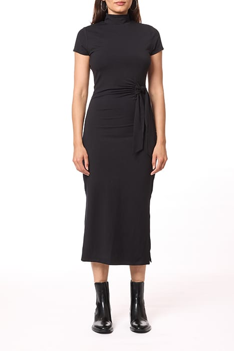 CAP SLEEVE MIDI FUNNEL NECK BLACK 2
