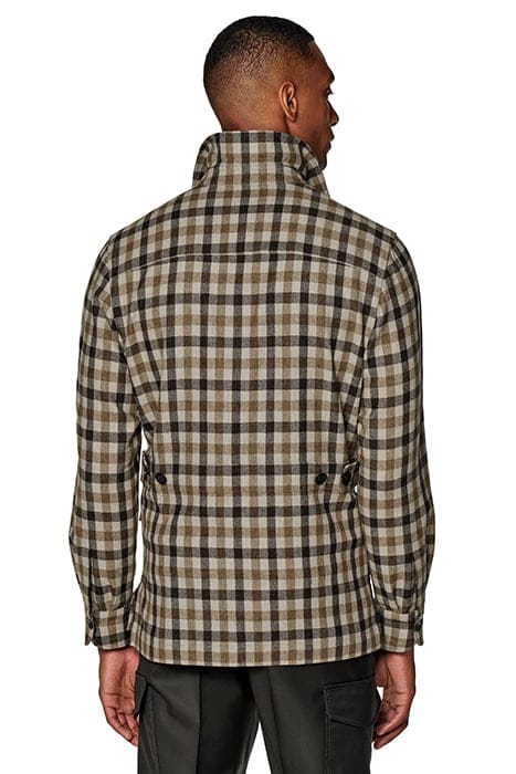 CHECKED RELAXED FIT SHIRT-JACKET MID BROWN 2