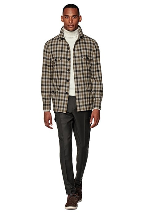 CHECKED RELAXED FIT SHIRT-JACKET MID BROWN 3