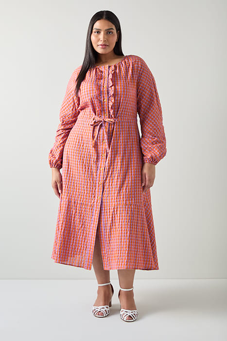 SOPHIE CHECK SHIRT DRESS ORANGE 1