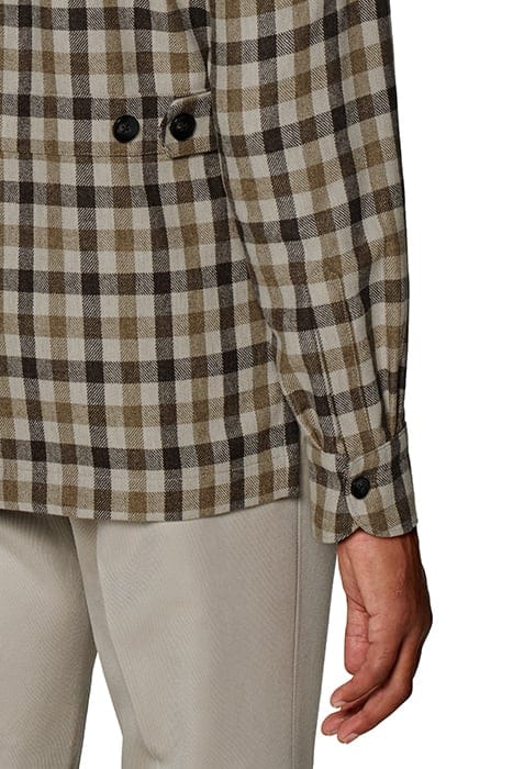 CHECKED RELAXED FIT SHIRT-JACKET MID BROWN 8