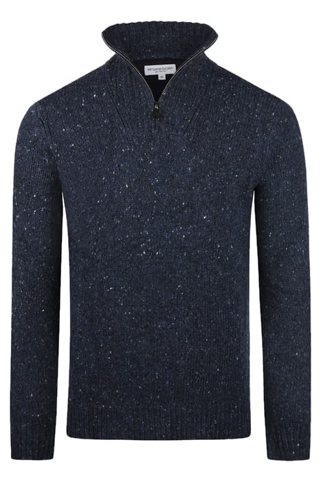 ZIP MOCK FISHERMANS SWEATER NAVY 1