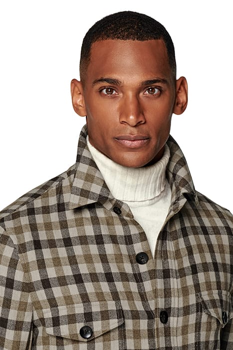 CHECKED RELAXED FIT SHIRT-JACKET MID BROWN 6