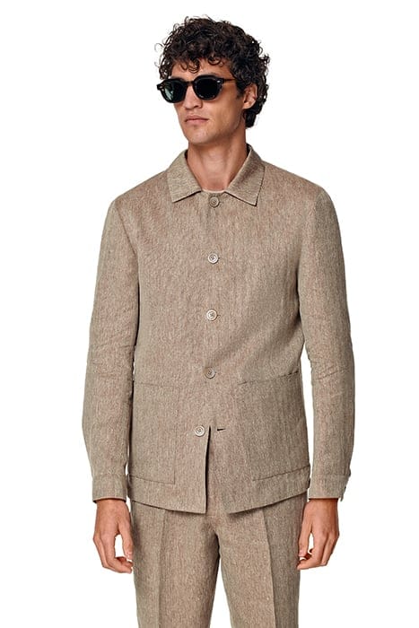HERRINGBONE RELAXED FIT SHIRT-JACKET TAUPE 1