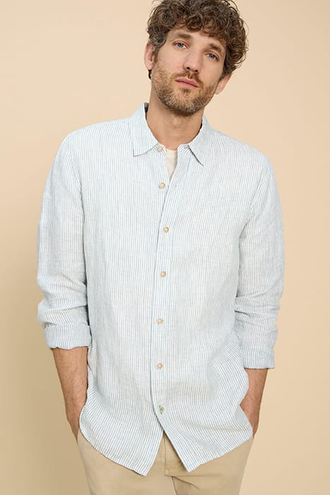 PEMBROKE LS LINEN STRIPE SHIRT BLUE MULTI 1