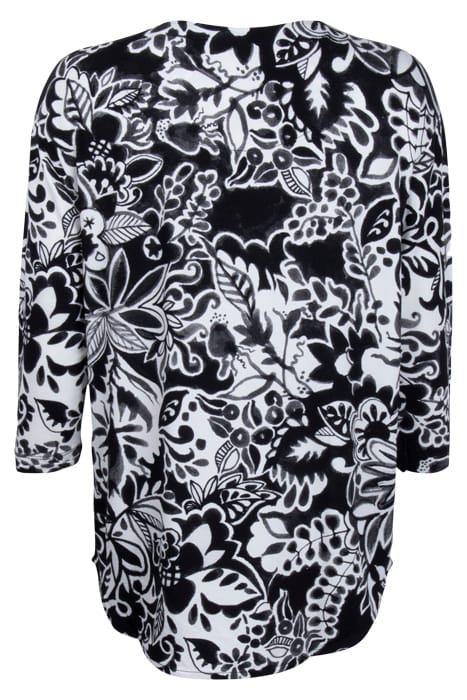 LOOSE TEE CREW 3/4 SLEEVES, PRINT BLACK WITH OFFWHITE CENTRE 2