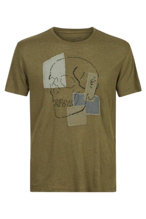 SS CREW TEE - PATCHWORK SKULL OLIVE 2
