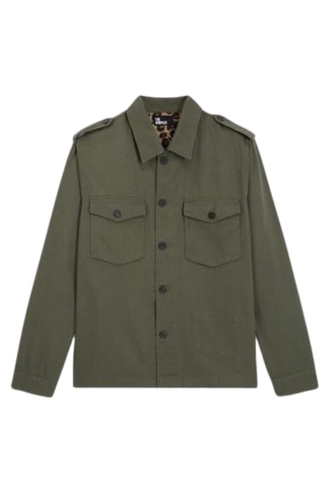 BLOUSON TISSU CHEVRON AVEC DOUBLURE LEOPARD OLIVE NIGHT 1