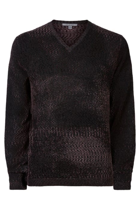 WETZEL REGULAR FIT LS VNECK WITH CHENILL PLUM WOOD 2