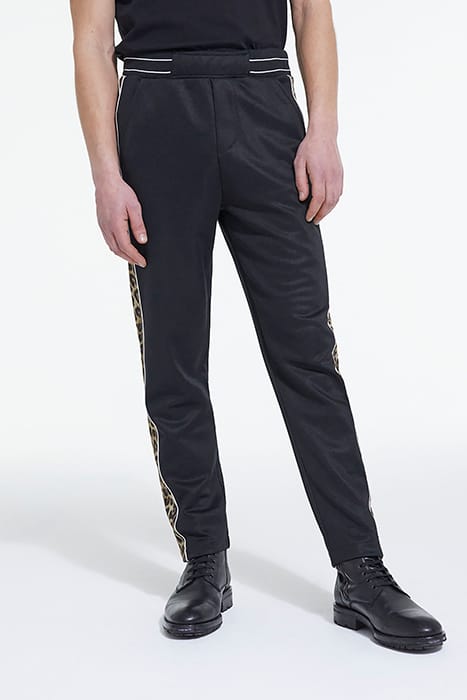 JOGGING AVEC BANDES COTES CONTRASTEES ET PIPING BLACK / LEOP 1