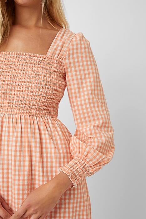CLASSIC GINGHAM LS SQR NK DRS ORANGE 3