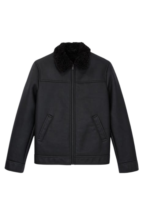 BLOUSON BIKER EN FAUSSE FOURRURE BLACK 1
