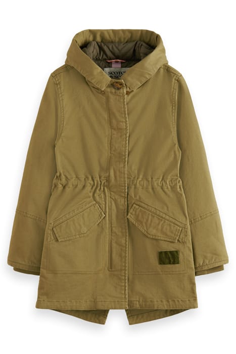 GIRLS 2-IN-1 REVERSIBLE VEST COTTON PARKA MILITARY 7