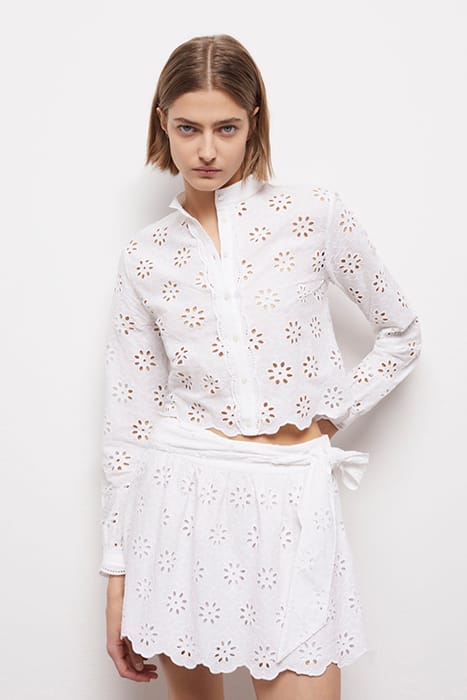 JUPE COURTE ELASTIQUEE EN BRODERIES ANGLAISES WHITE 1