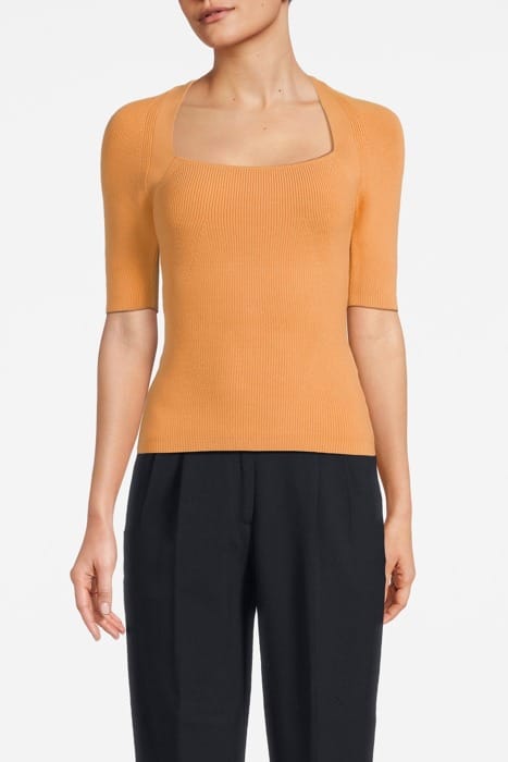 TINA-SQUARE KNITTED SWEATER — ORANGE 1