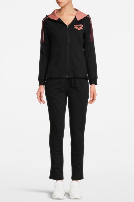 WOMAN HOODIE TRACKSUIT FULL ZIP A-AFW805 BLACK-WINETASTING 1 1