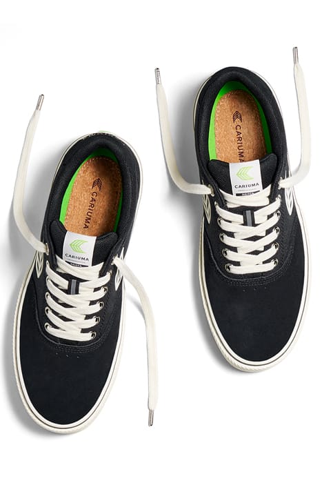 UNISEX NAIOCA PRO BLACK SUEDE AND CANVAS IVORY LOGO SNEAKER 4