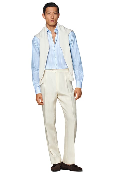 LIGHT BLUE STRIPED POPLIN SLIM FIT SHIRT LIGHT BLUE 3