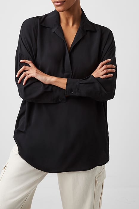 RHODES CREPE POP OVER SHIRT BLACK 1