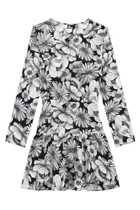 ROBE COURTE MANCHES LONGUES ROMANTIC GARDEN BLACK WHITE 3