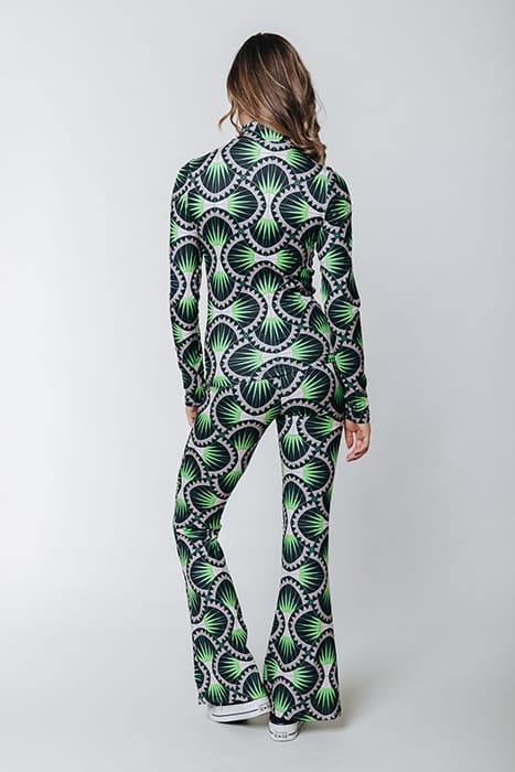 GRAPHIC PEACHED EXTRA FLARE PANTS BRIGHT GREEN 3