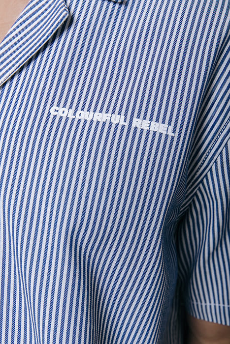 EZRA BOULEVARD STRIPES SHORT SLEEVE SHIRT WHITE/BLUE 4