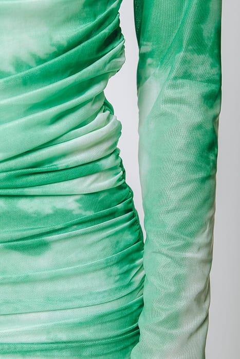 JUDA TIE DYE GATHERED MESH DRESS MINT 4