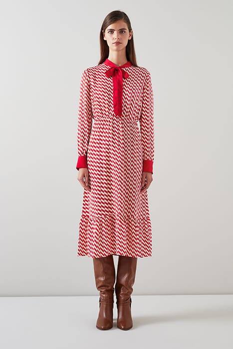 DR BRIDGET TIE NECK DRESS CHERRY 2