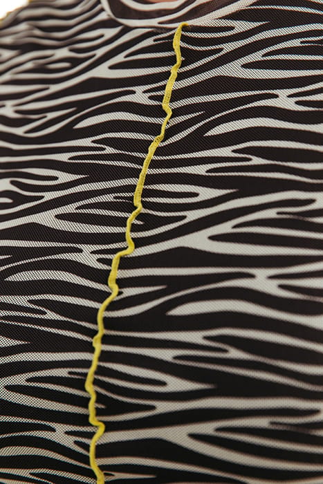 MAUDE ZEBRA OVERLOCK MESH MAXI DRESS SS DARK BROWN 4