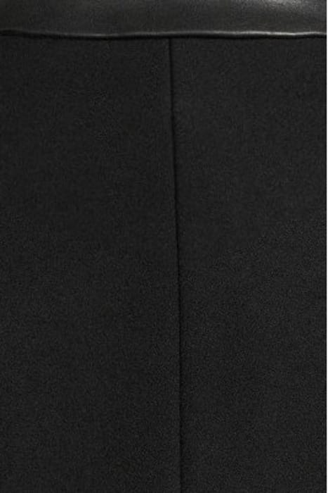 MANTEAU DROIT EN LAINE MÉLANGÉE ET COL EN CUIR BLACK 5