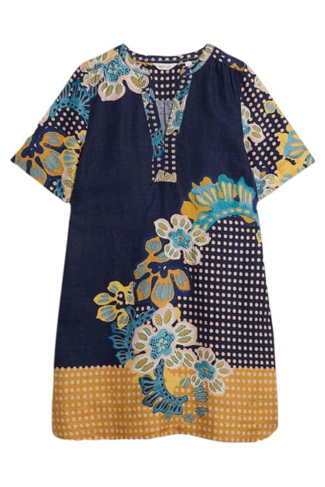 JUNE LINEN SHIFT DRE NAVY PRINTED 4