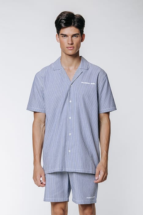 EZRA BOULEVARD STRIPES SHORT SLEEVE SHIRT WHITE/BLUE 1