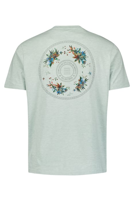 T-SHIRT CREWNECK MELANGE GARMENT DYED PLACED PRINT MINT 5