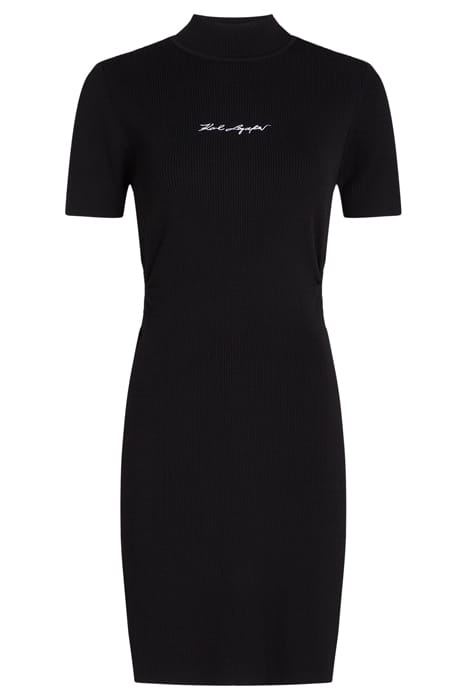 RIBBED KNIT CUT OUT DRESS BLACK 1