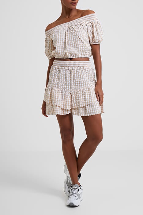 FILIPPA COT POPLIN OFF SHLD TP BROWN 1
