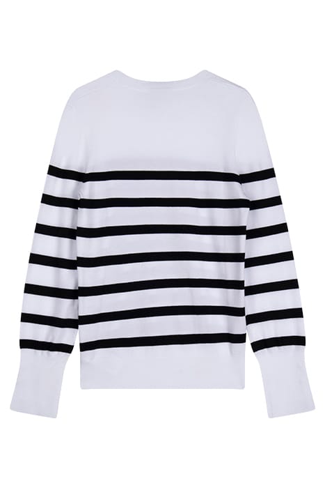 GUESS ECO ELINOR RN LS SWTR WHITE AND BLACK STRI 2