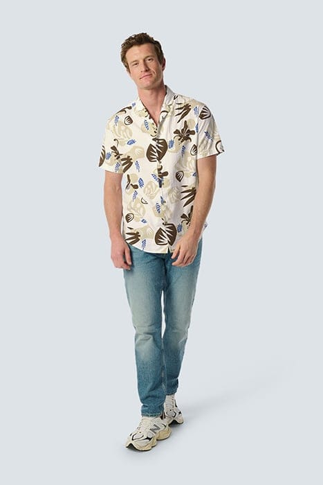 SHIRT SHORT SLEEVE RESORT COLLAR ALLOVER PRINTED RELIEF WHIT 3