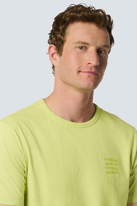 T-SHIRT CREWNECK PLACED PRINTS GARMENT DYED MELANGE LIME 6