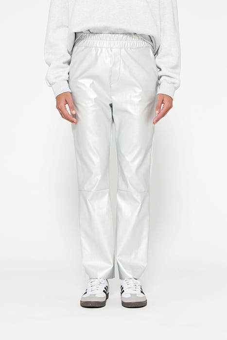 FLARED PANTS LEATHERLOOK SILVER 1