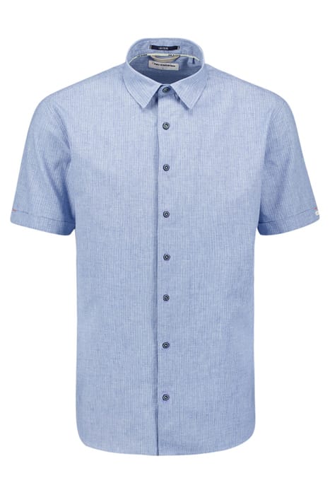 SHIRT SHORT SLEEVE 2 TONE WITH LINEN COBALT 4