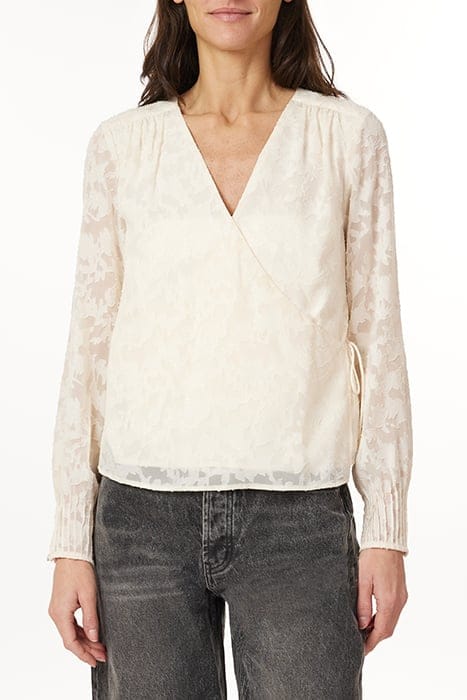 LONG SLEEVE WOVEN TOP IVORY 1