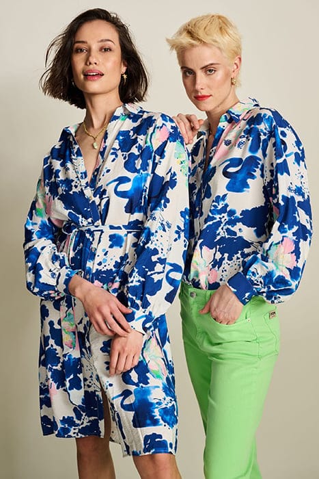 BLOUSE - VIOLET CRANE BIRDS BLUE 5